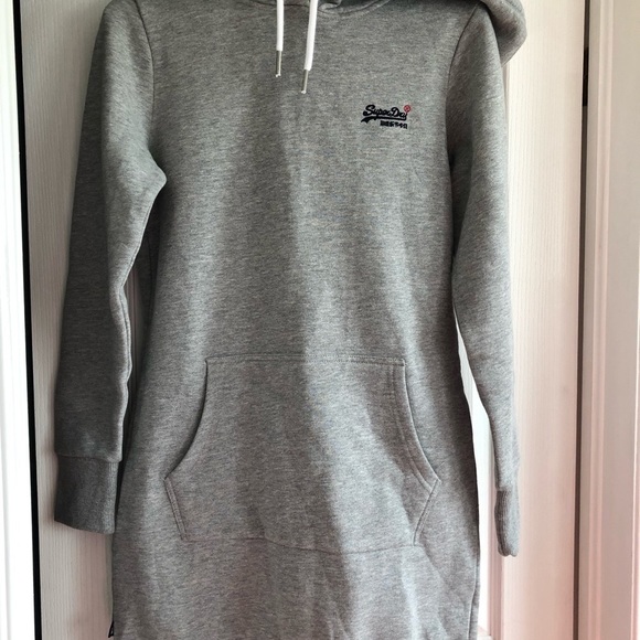 Longer length fleece lined Superdry hooded sweater - Picture 2 of 5